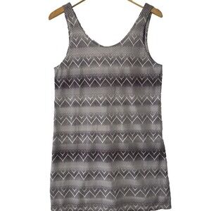 Portoseng Tank Dress Medium Gray Geometric Lattice Backless Cover-Up Women's